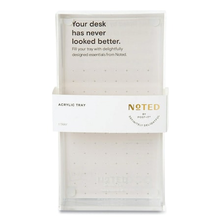 Noted By Post-It Brand Acrylic Pen Tray, For 3 x 3 Pads, Clear NTDTRAY36
